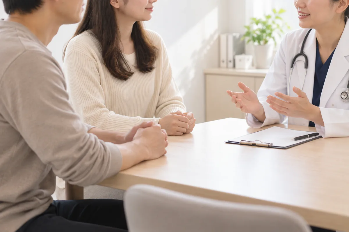 産婦人科で産み分けについて相談する夫婦のイメージ