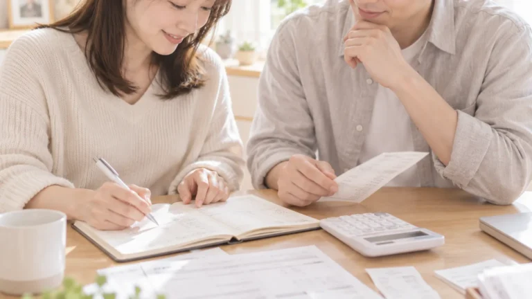 出産費用について確認する夫婦のイメージ