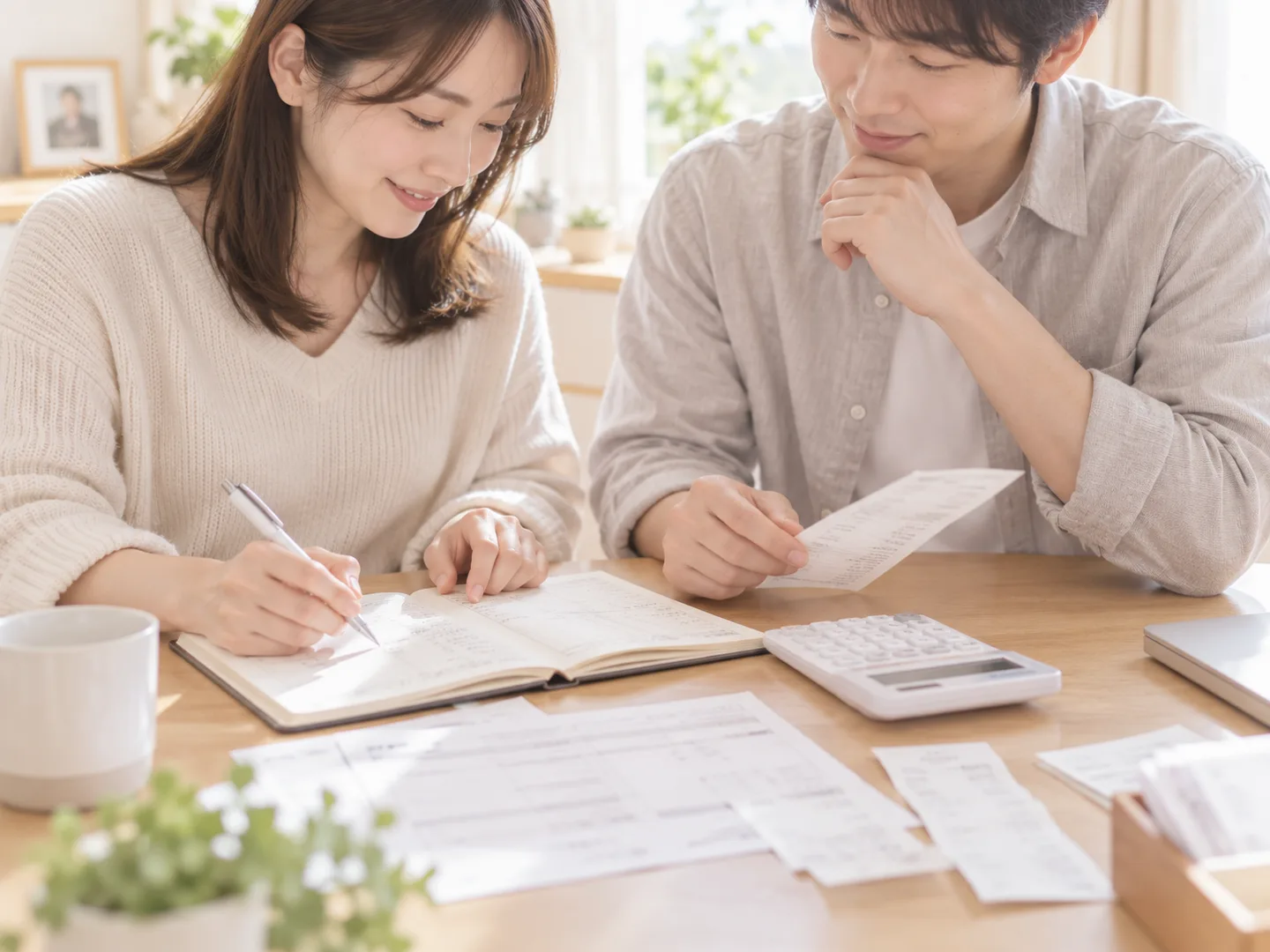 出産費用について確認する夫婦のイメージ