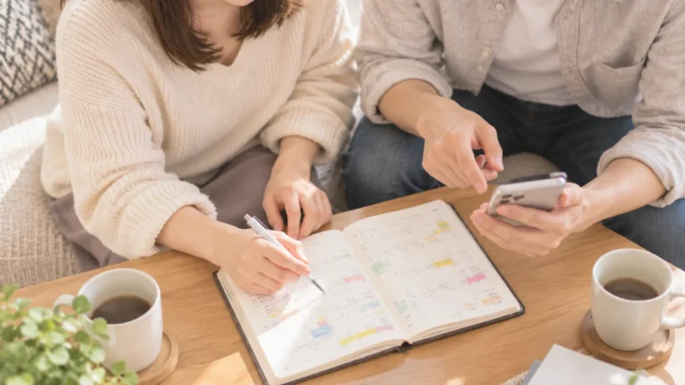 妊活を何から始めるか話し合う夫婦のイメージ