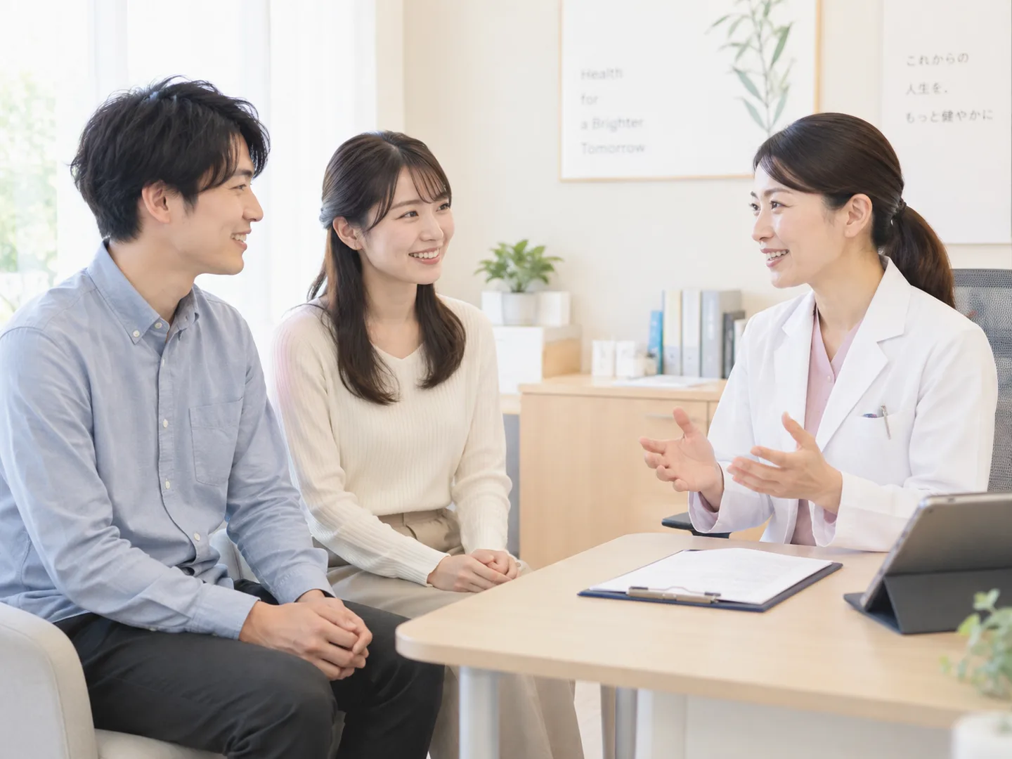 産婦人科で妊活について相談する夫婦のイメージ