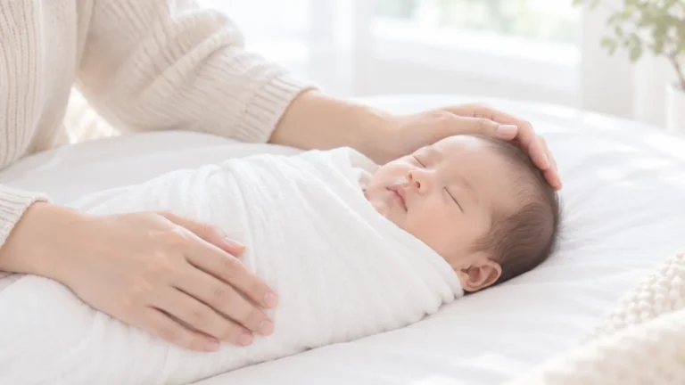ニューボーンフォトで撮影される生後まもない赤ちゃんのイメージ