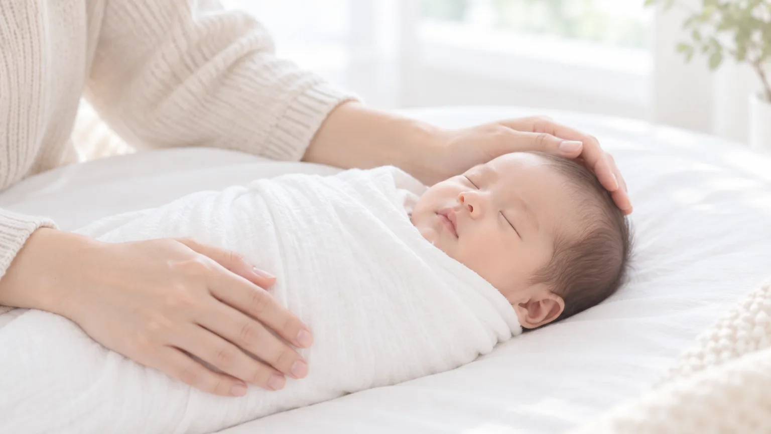 ニューボーンフォトで撮影される生後まもない赤ちゃんのイメージ