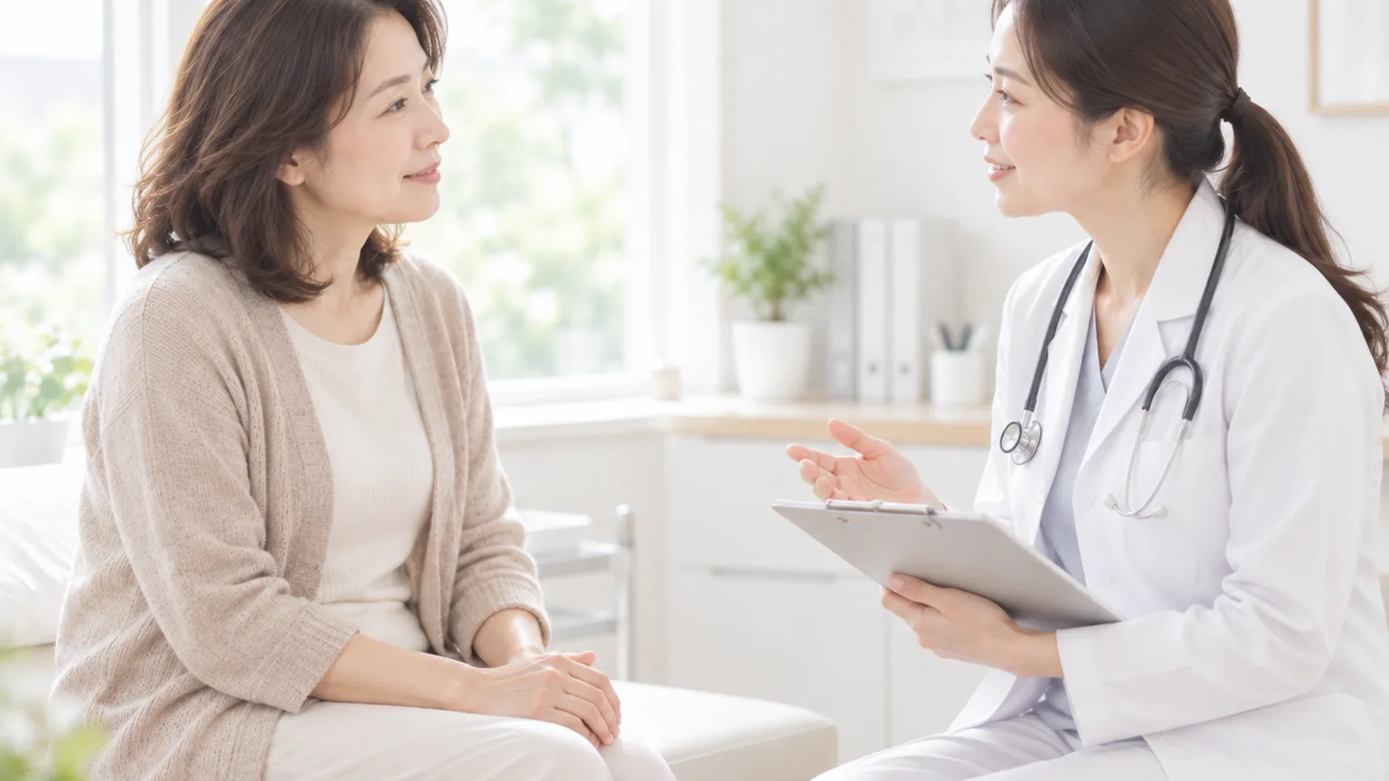 更年期の治療について婦人科医に相談する女性のイメージ