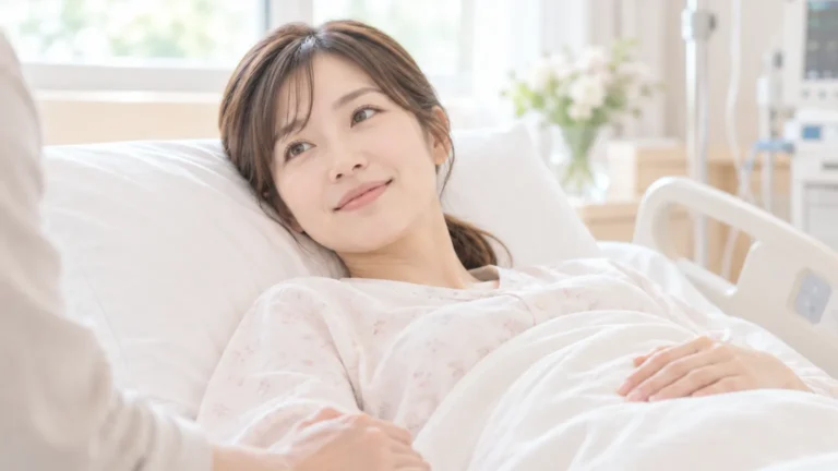 無痛分娩で痛みが和らぎ落ち着いて過ごす妊婦のイメージ